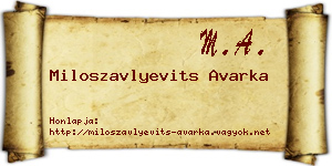 Miloszavlyevits Avarka névjegykártya